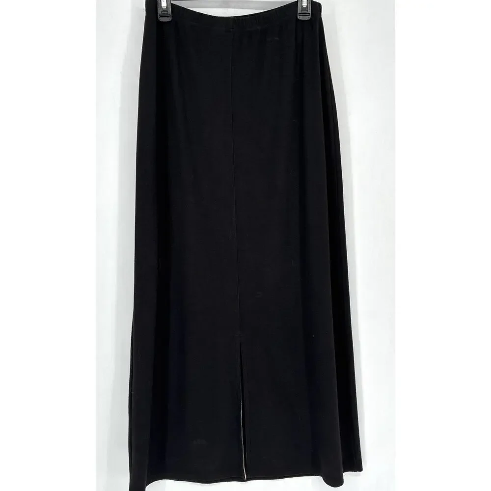 Patagonia Organic Cotton Maxi Skirt Womens L Black Pull On Stretch Knit USA